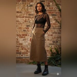 Eddie Bauer Brown Maxi Skirt Pencil Skirt with Slit in Back Sz XS